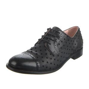 Red Valentino Leather Oxfords with Small Velvet Polka Dots--Size 39 Orig. $540